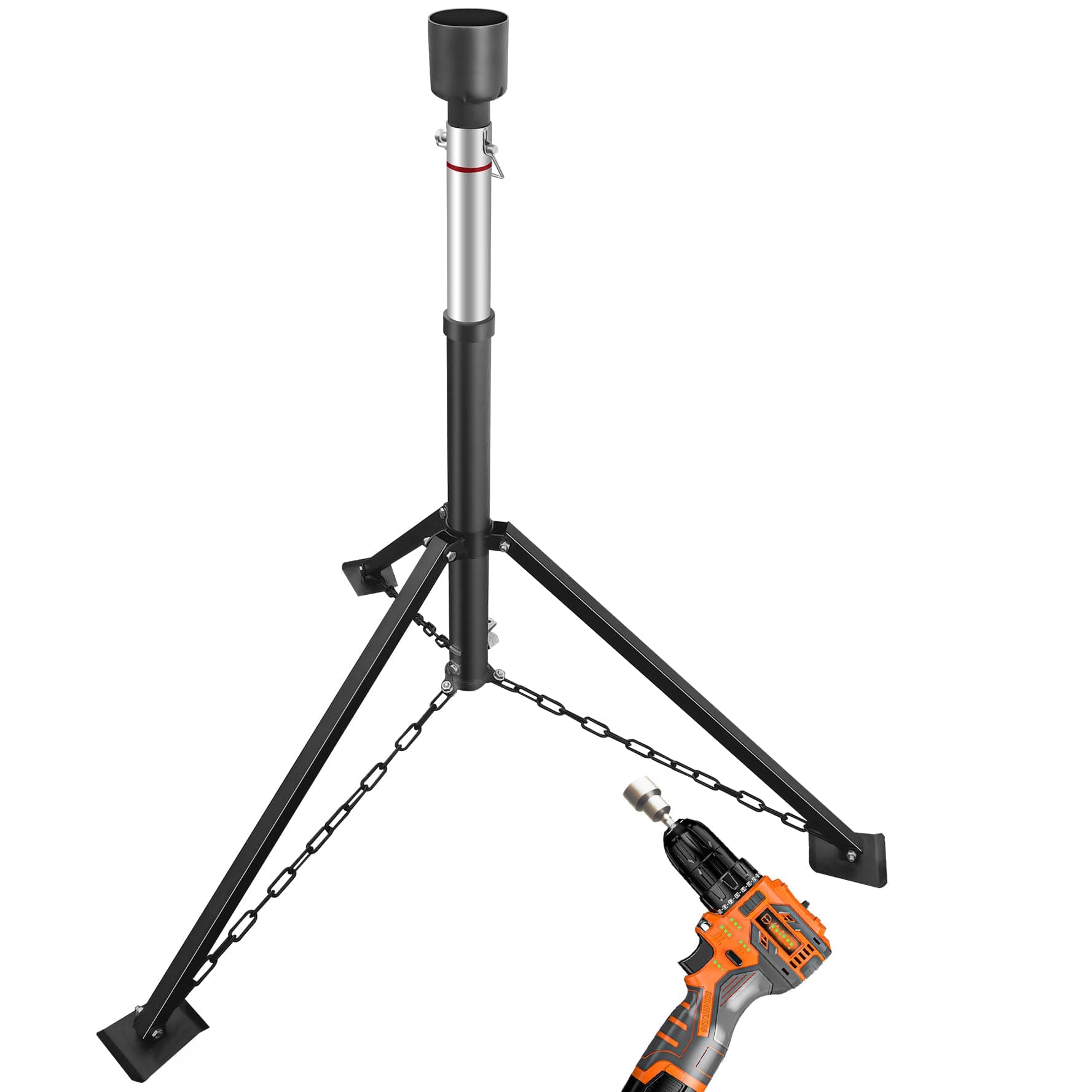 King Pin Tripod Stabilizer Jack for 5th Wheel Trailer（Drill Adjusted Heavy Duty Adjustable Fifth Stabilizer