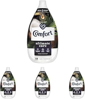 Comfort Ultimate Care Coco Fantasy Ultra-Concentrated Fabric Conditioner bottle made of 100% recycled plastic* for complete clothes protection 58 Wash 870 ml (Pack of 4)