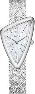 SAGA Sailboat Women's Luxury Quartz Watch with Swiss Movement, Roman Numeral Dial, Danube Crystal, Stainless Steel Triangular Case, 3ATM Water Resistant - Elegant Gift for Small Wrists