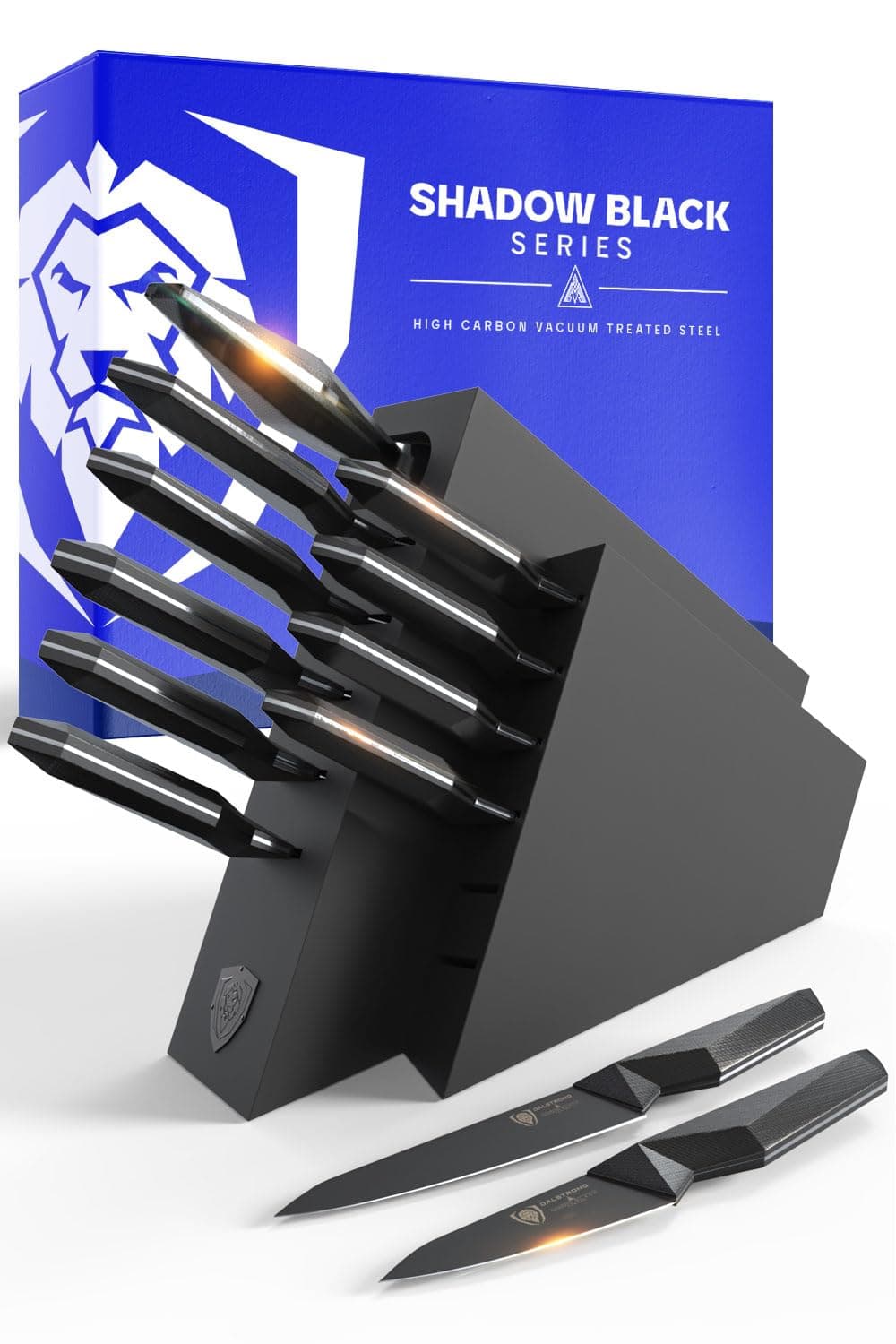 DALSTRONG Knife Block Set - 12-Piece Set - Shadow Black Series - Black Titanium Nitride Coated - High Carbon - 7CR17MOV-X Vacuum Treated Steel- NSF Certified