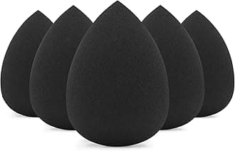 Makeup Sponge Set, Foundation Blending Beauty Sponge, Makeup Applicator Flawless for Liquid, Cream, and Powder, Latex Free and Vegan Makeup Sponges-5 Pcs Black