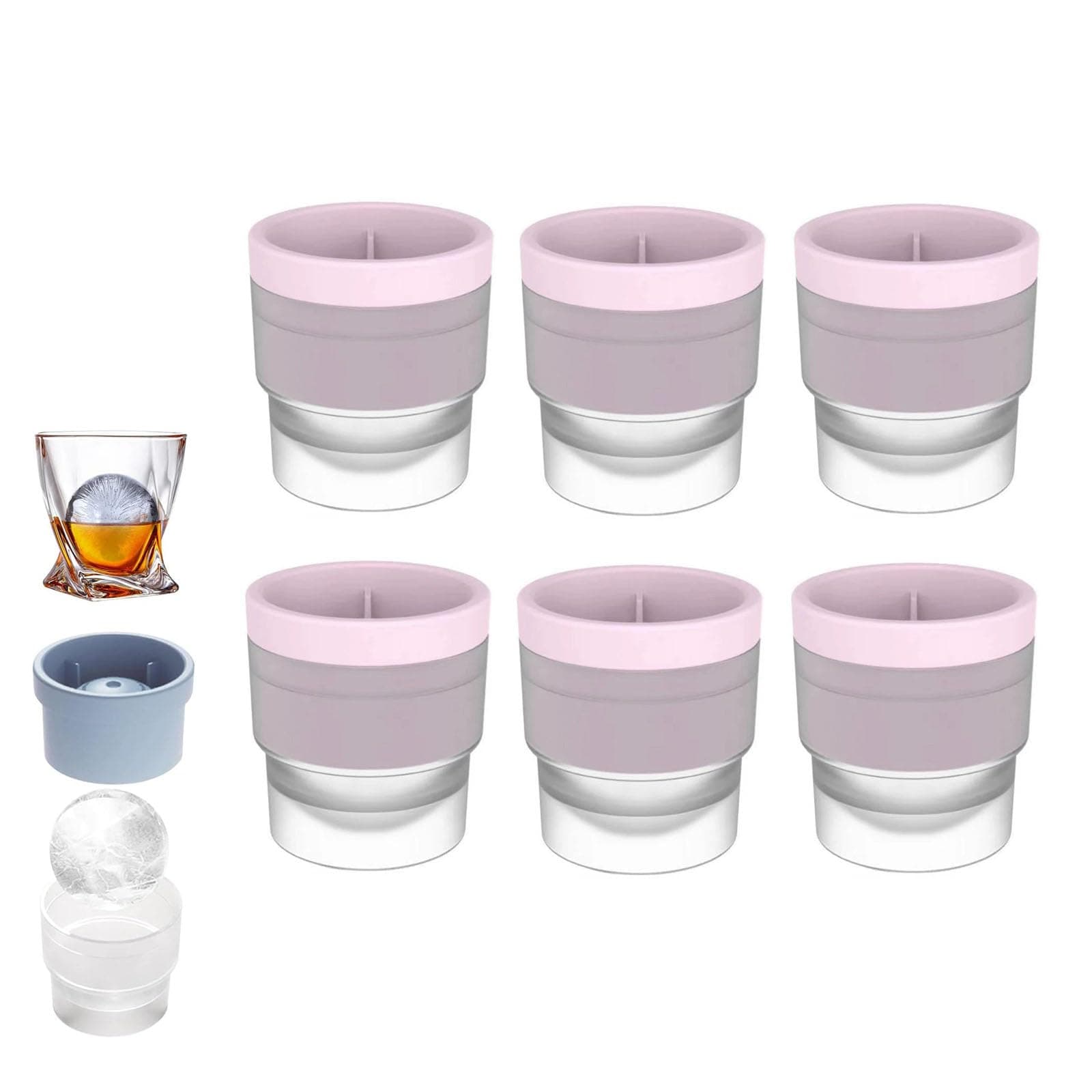 – Chiclify Ice Ball Maker Mold, Slow Melting Round Ice Cube Molds with Lids, Reusable Silicone Sphere Ice Mold Maker for Bourbon Whiskey, Cocktails, Easy To Demould and Clean (Pink,6PS)