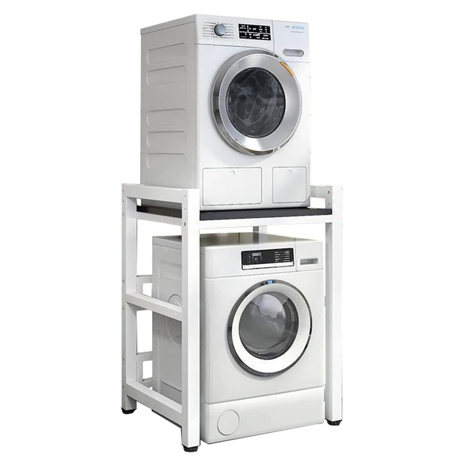 Dryer Stand Height Adjustable Portable Stacking Kit for Washing Machine Tumble Dryer, Storage Rack Over Washing Machine Storage Unit, 300KG Load Capacity,White~1