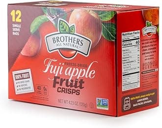 Brothers All Natural Freeze Dried Fruit Crisps, Fuji Apple, 0.35 Oz (Pack of 12), Made with 100% Fruit, Gluten Free, Soy Free, Vegan, Healthy Snack, Lunch Box Ready | Packaging May Vary