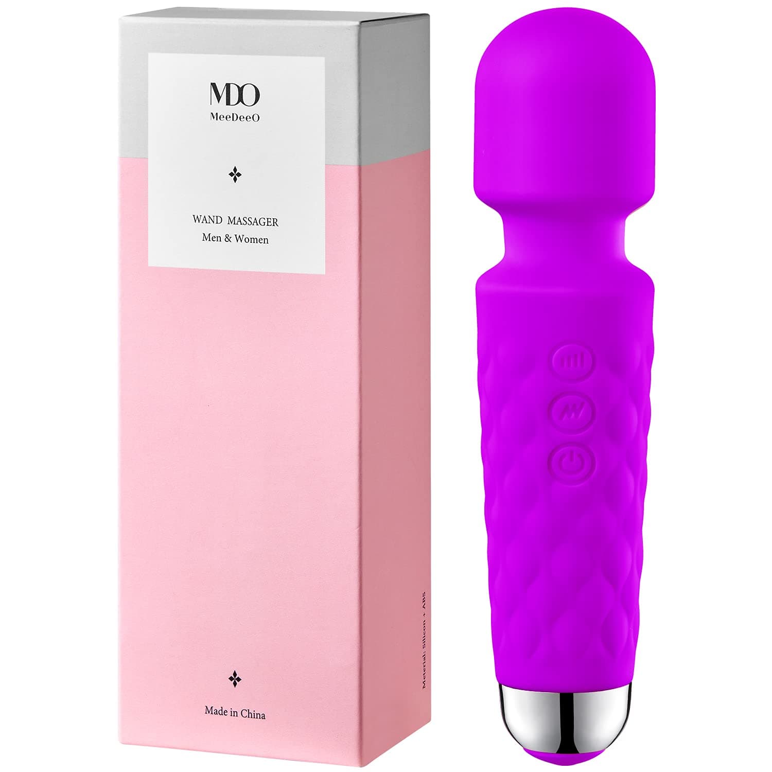 Powerful Wand Massager with 8 Speeds 20 Vibration Modes USB Rechargeable Handheld Cordless Waterproof Personal Massager for Full Body Massager Relieve Muscle Stress Relaxing Body (Purple)