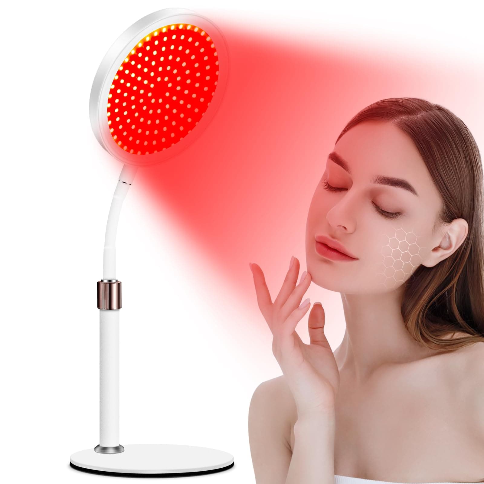 Red Light lamp with Base, 100LED Red Light with Timer, Adjustable Height & Brightness & Angle Red Lamp for Home Use