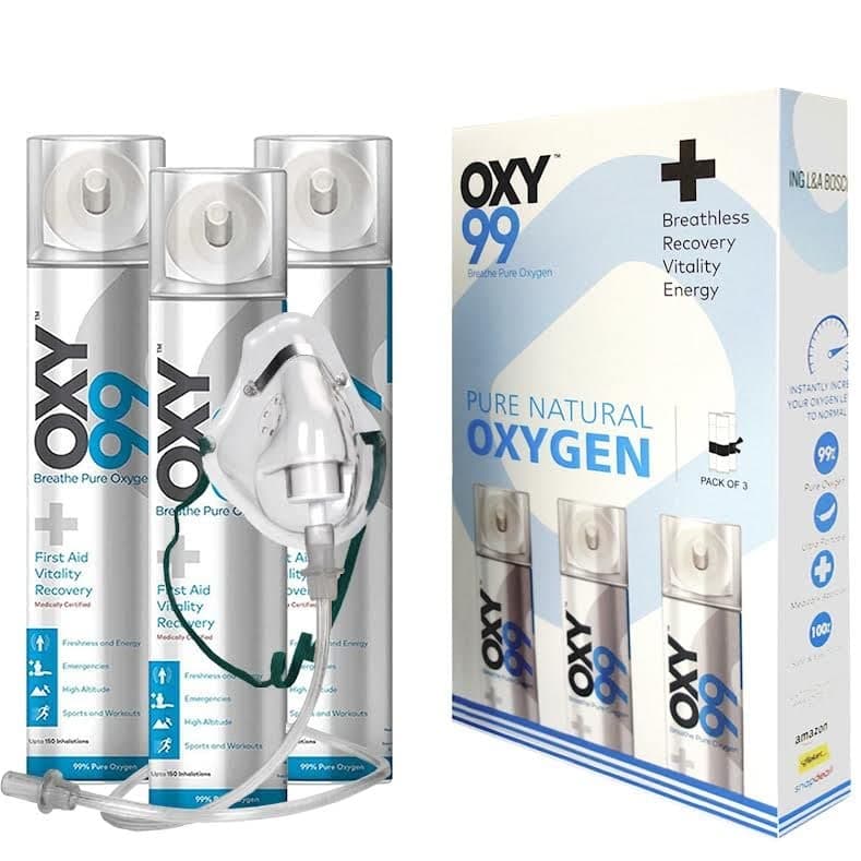 OXY99 Light Weight Oxygen Cylinders Pack of 6, Oxygen Cans for Home, Oxygen Cans for Travelling, Trekking High Altitude Mountains | Fitness | Home Use for Patient | Emergency Use| Adventures Sports