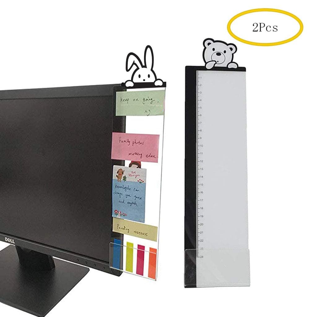 Eraimp Right Computer Monitors Side Panel/Acrylic Message Boards Memo Pads - Cute Bear&Ribbit - Notes Memo Board for Computer Monitors
