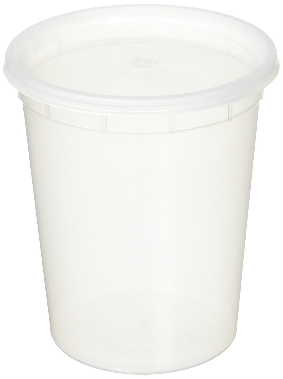 32oz plastic soup/Food container with lids (50 Pack)