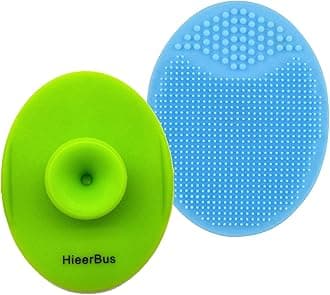 HieerBus Facial Cleansing Brush,Soft Silicone Face Scrubber,Facial Exfoliation Scrub for Massage Pore Cleansing Blackhead Removing Deep Scrubbing for All Kinds of Skins (2ed-Fruit Green+Light Blue)