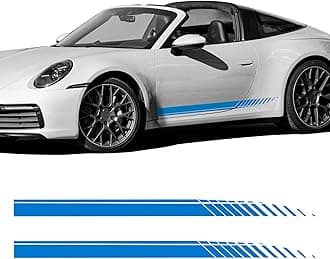 2Pcs Sports Racing Stripe Graphic Stickers, Side Door Vinyl Decals, Universal Car Decoration Accessories (Blue)