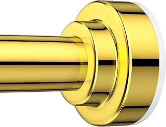 TEECK Shower Curtain Rod, 27-76 inch Adjustable Spring Tension Curtain Rod, Never Rust Anti-Slip Shower Curtain Rod for Bathroom, No Drilling, Never Collapse, Easy to Use, Gold