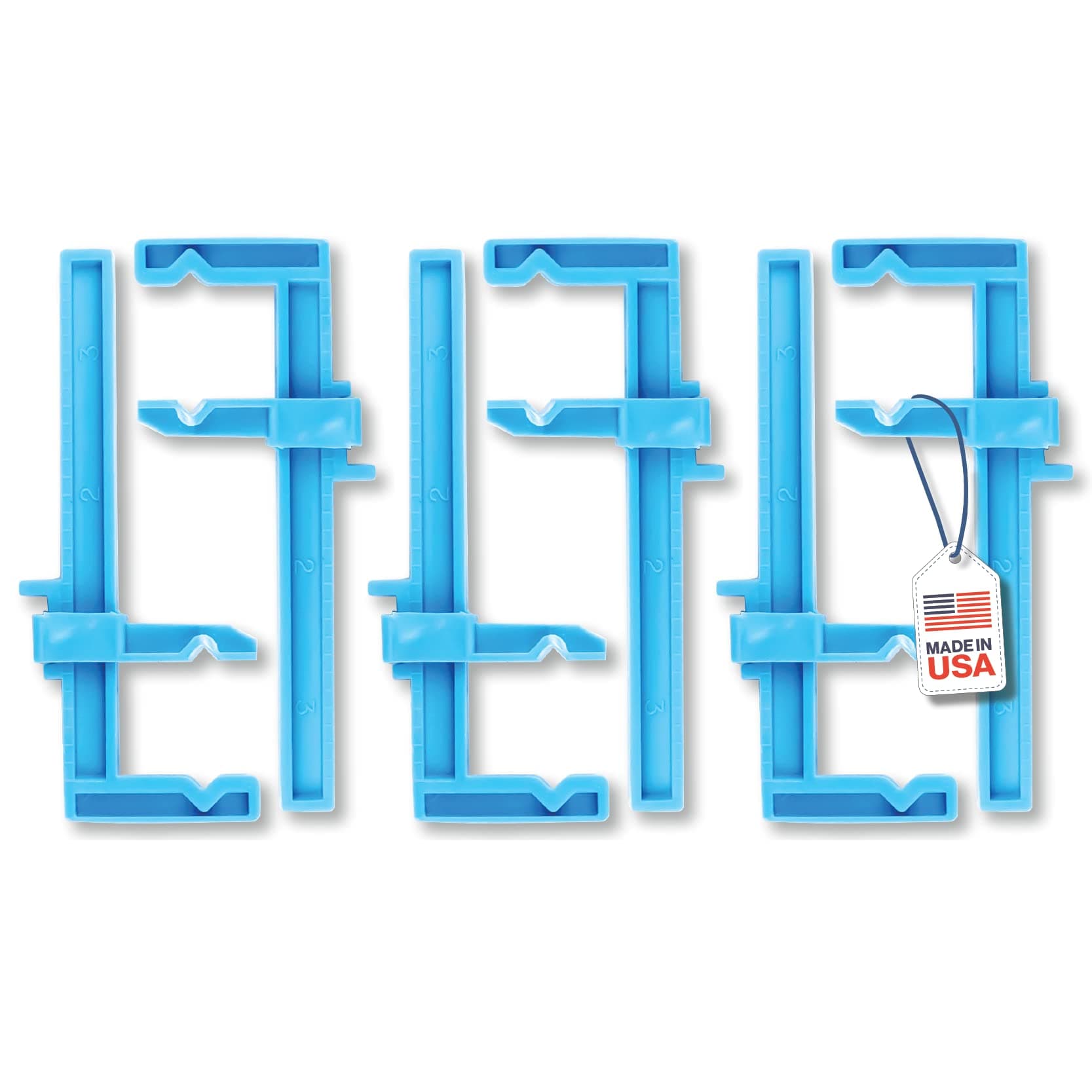 3-Inch Adjustable Plastic Bar Clamps Set – 6-Pack Mini Woodworking Clamps and Spreaders for Model Building, Crafts, and DIY Woodworking Projects – Inch-Marked Side Beams – Made in USA