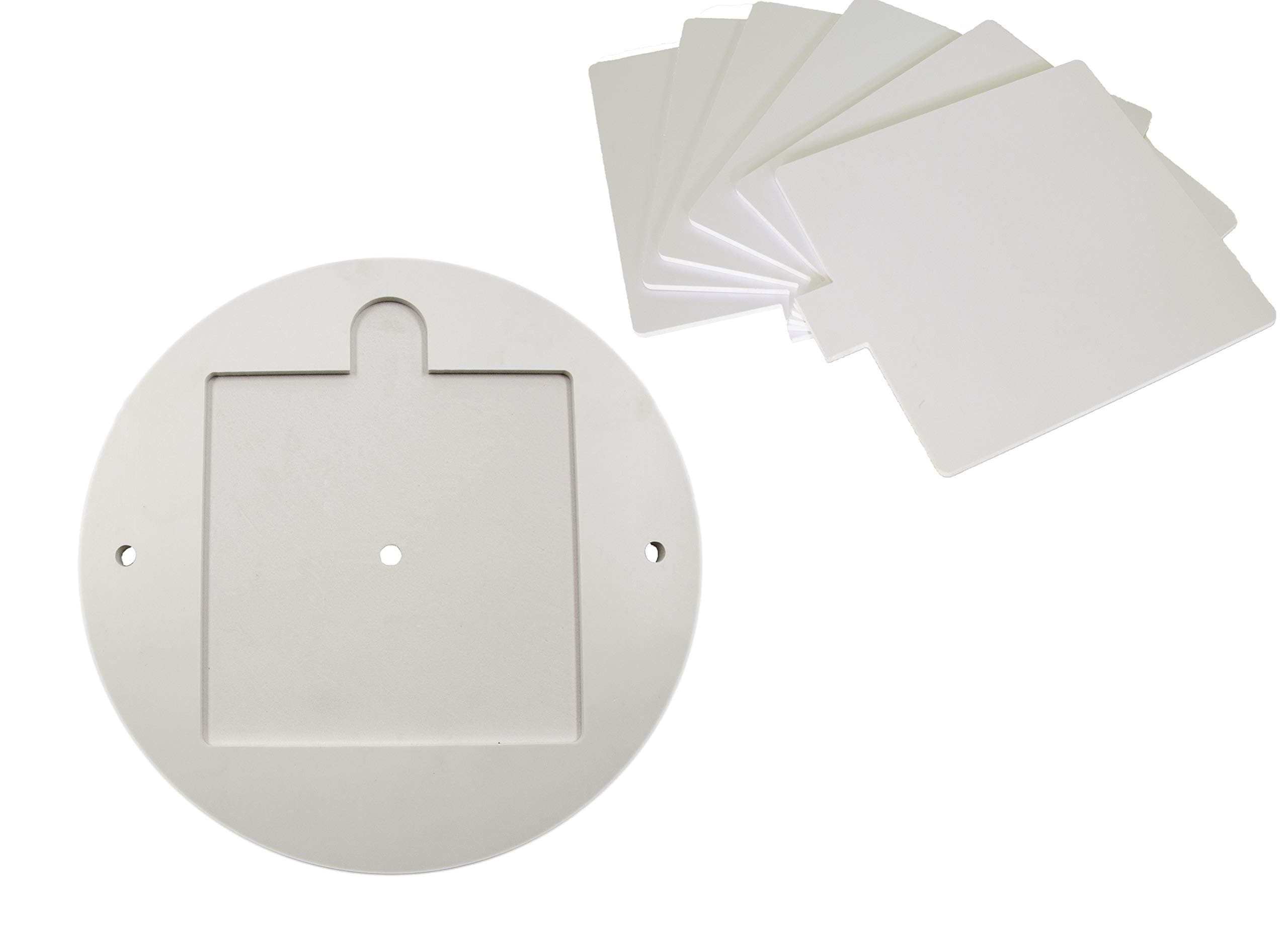 Mardili bat System for Potter's Wheel, 11-3/4" Round Outer Bat with Set of Six 7" Square Inner Bats, Bat Adapter with Removable Inserts for Throwing Pottery, for Potters and Clay Artists