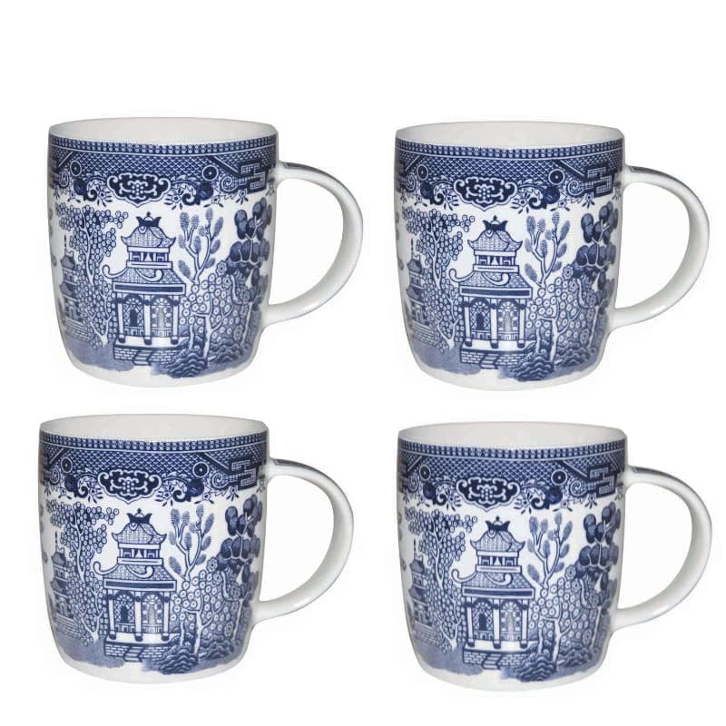 Blue Willow Mugs 11 oz, Set Of 4