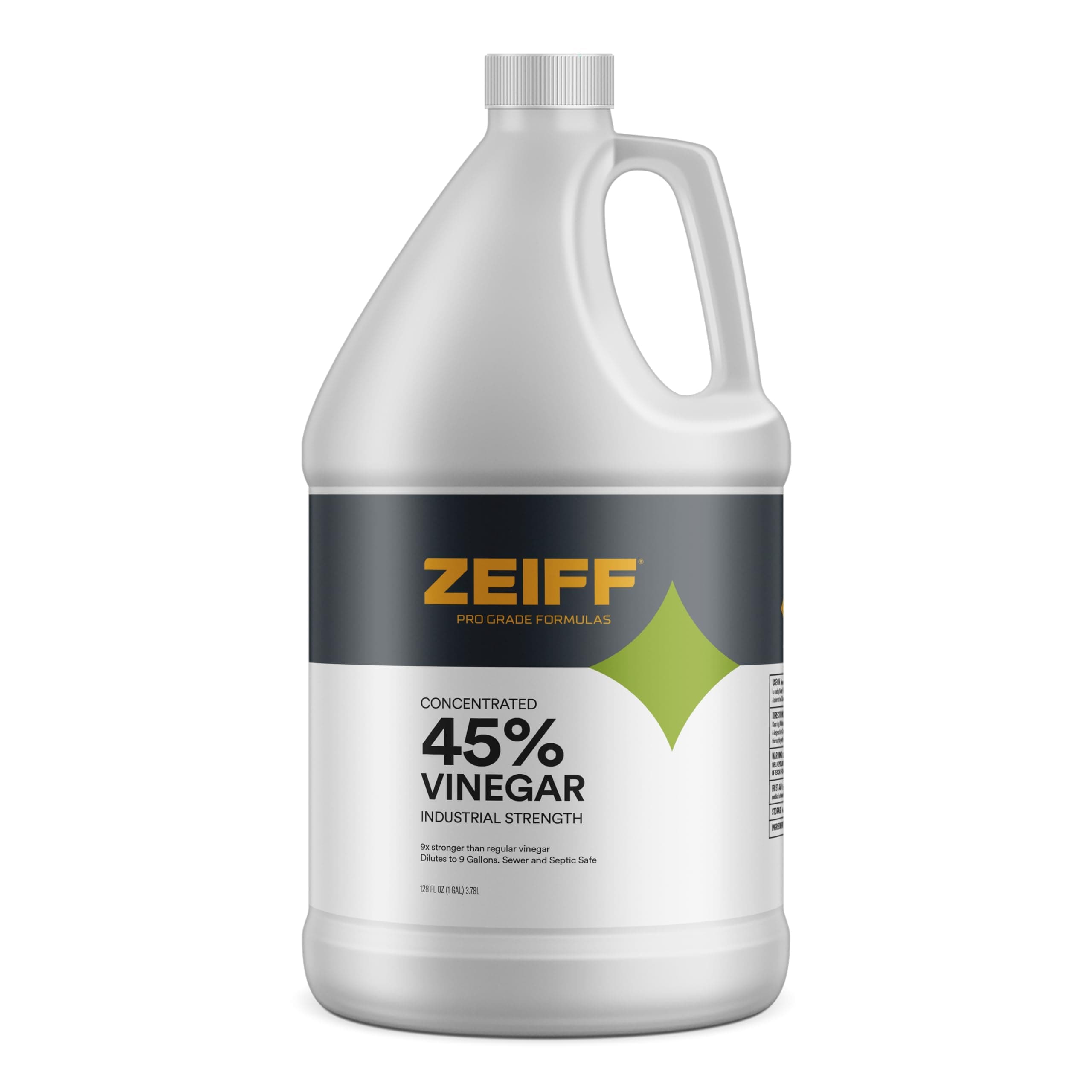 Zeiff 45% Pure Concentrated Vinegar - Technical Grade Acetic Acid Solution for Home and Outdoor Use - Cleaning Vinegar for Home & Laundry - 1 Gallon
