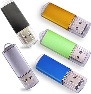 USB Flash Drives 2.0 Metal Key with LED Indicator Pack of 5 Colors (256MB,Not GB,Smaller Than 1GB,Blank)
