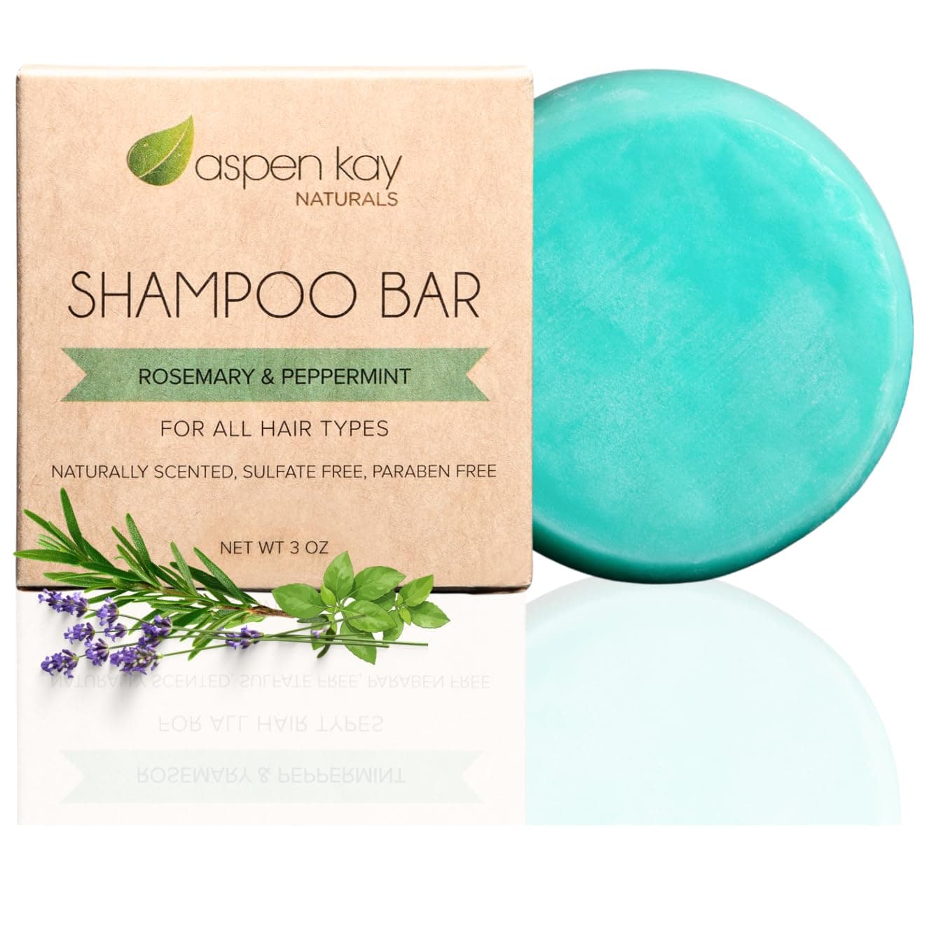 Solid Shampoo Bar, Made With Natural & Organic Ingredients, Sulfate-Free, Cruelty-Free & Vegan 3 Ounce Bar (Rosemary & Peppermint)