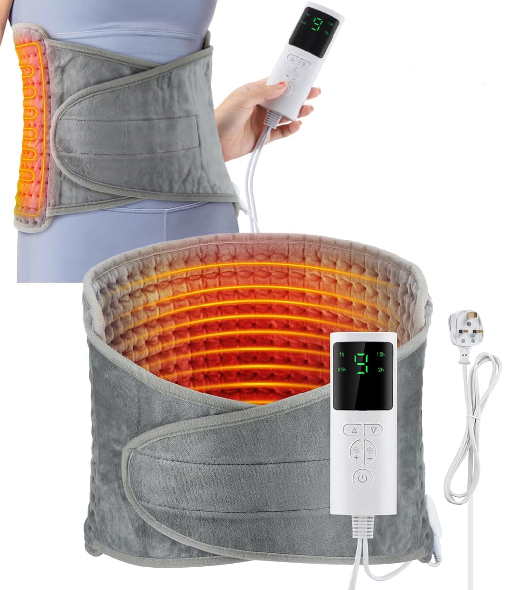 CLOUDFOUR Heating Pad for Back Pain Relief, 9 heat Settings & 4 Timer Options, Electric Heat Pad Waist Belt Wrap helps relieve Cramps & Muscle Stiffness for Neck, Shoulder, Abdomen, Knee & Legs