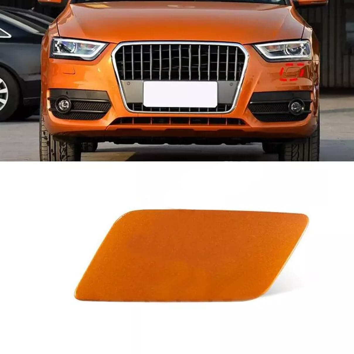 Front Bumper Headlight Washer Cover Cap for Audi Q3 2016 2017 2018 8U0955276E (Orange, Left)