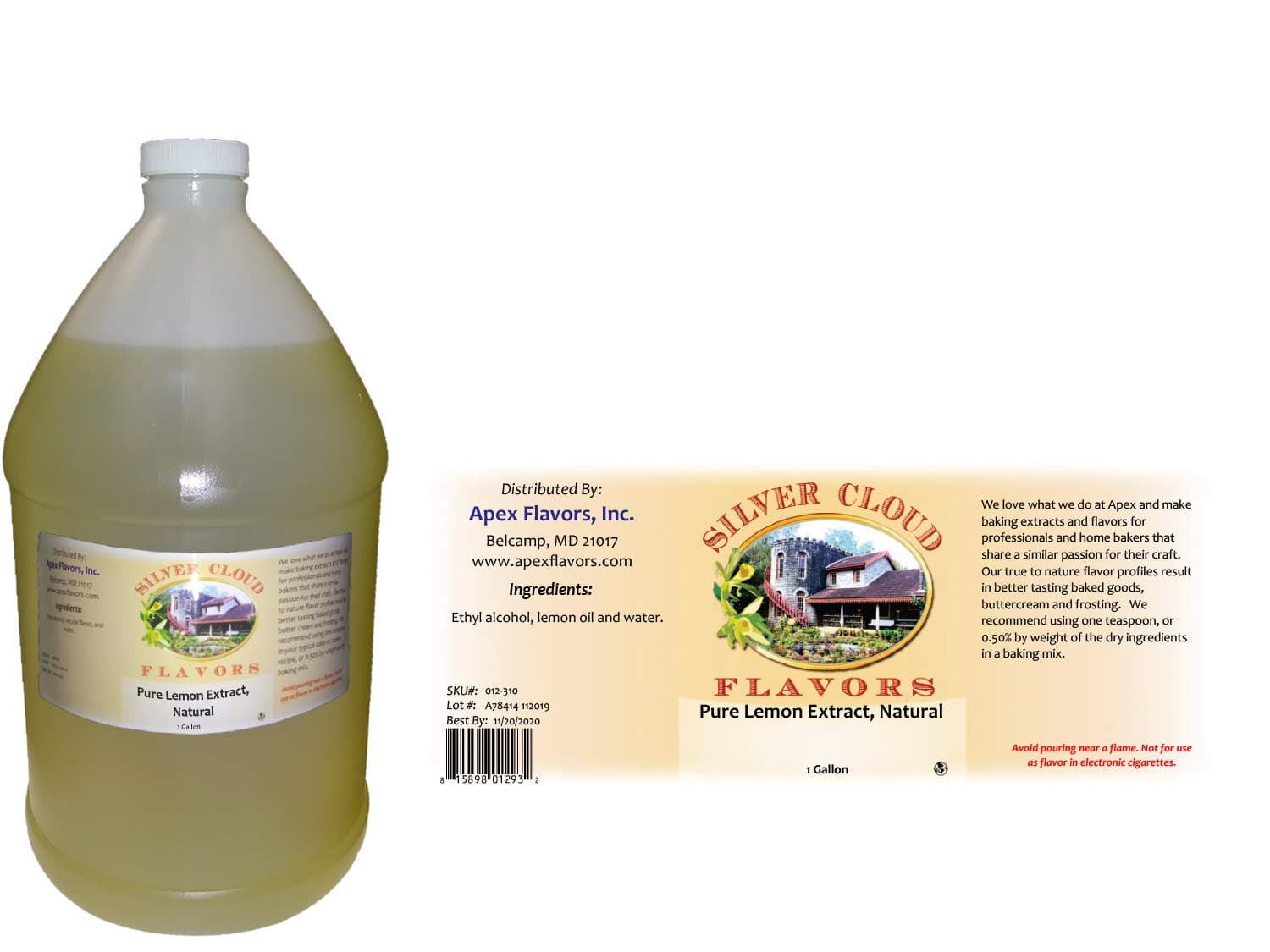 Pure Lemon Extract, Natural - 1 Gallon plastic jug