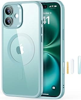 ESR for iPhone 16 Plus Case, Compatible with MagSafe, Shockproof Military-Grade Protection, Magnetic Phone Case for iPhone 16 Plus, Classic Hybrid Case (HaloLock), Clear Green