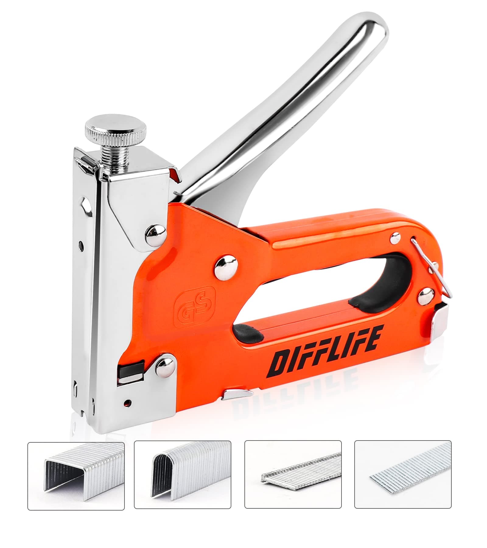 DIFFLIFEStaple Gun Heavy Duty, YEAHOME 4-in-1 Stapler Gun with 2400 Staples, Manual Brad Nailer Power Adjustment Stapler Gun for Wood, Crafts, Carpentry, Decoration DIY