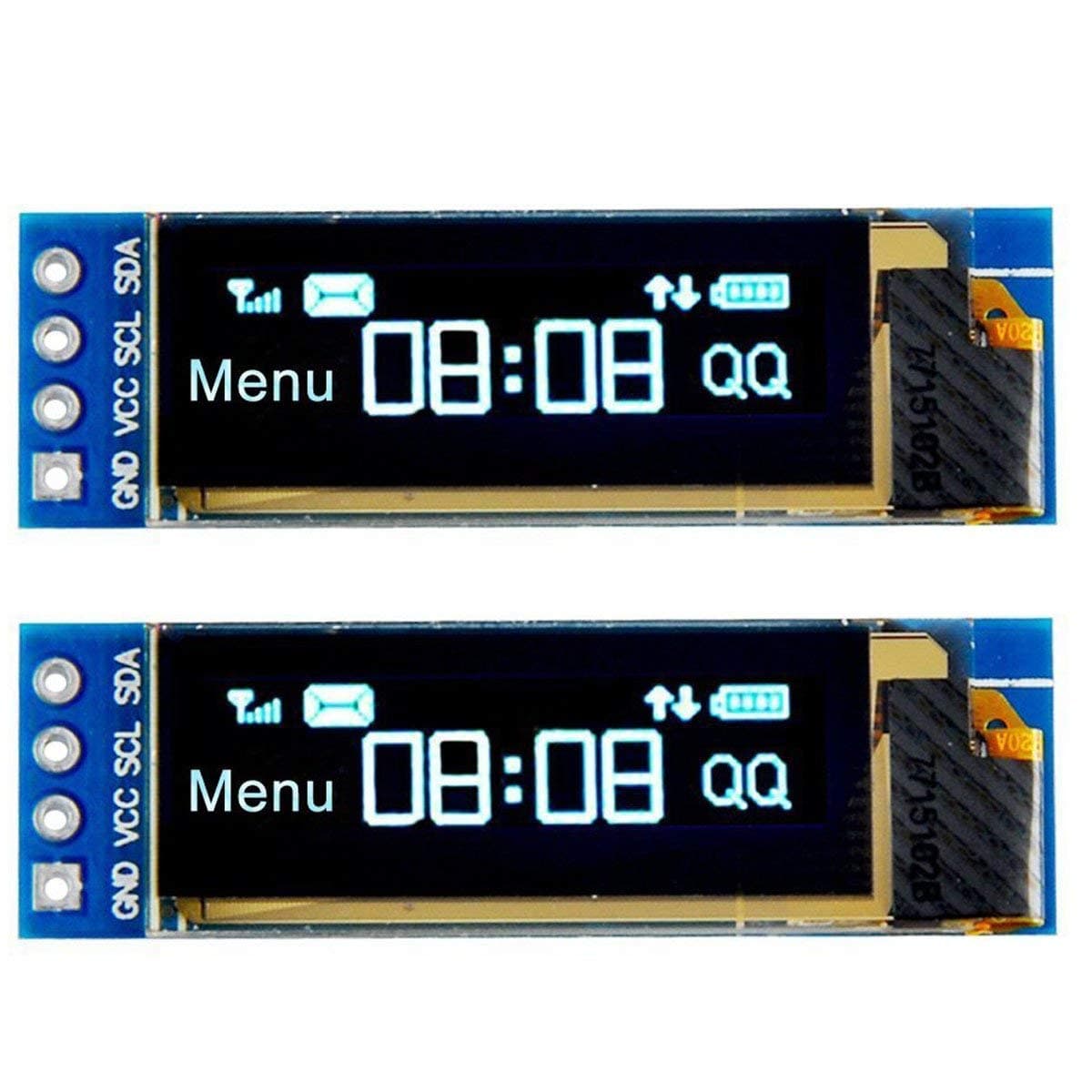 2Pcs I2C OLED Display Module 0.91 Inch I2C 1306 OLED Display Module Blue I2C OLED Screen Driver DC 3.3V~5V for Arduino