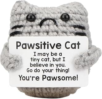 Positive Cat Gift, Emotional Support Nuggets, Handmade Positive Crochet Animals, Encouragement Ornament, Emotional Support Crochet, Cheer up Decor for Birthday, Farewell Gift