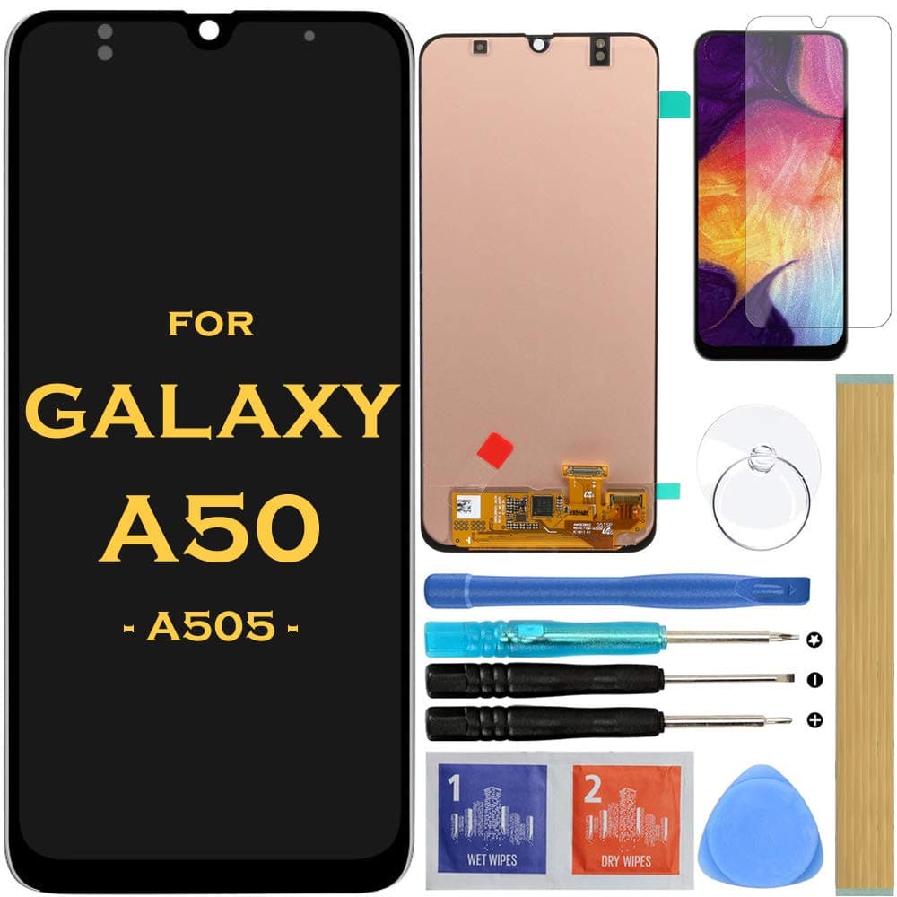 Screen Replacement LCD Display Touch Digitizer Assembly for Samsung Galaxy A50 2019 A505 SM-A505F A505FN A505W A505U A505U1 6.4" (Black)