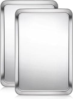 Terlulu Baking Sheet, Cookie Sheet, Stainless Steel Baking Pan, 2 Piece-16''x 12'' x 1'', Sheet Pan for Oven, Jelly Roll Pan, Baking Tray for Baking&Roasting, Nonstick&Nontoxic&Easy Clean