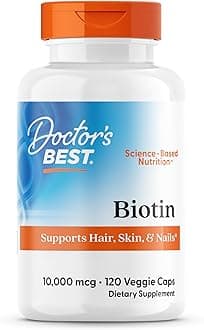 Doctors Best Biotin, Supports Hair, Skin, & Nails, Non-GMO, Gluten Free, Soy Free, Vegan 120 Veggie Caps