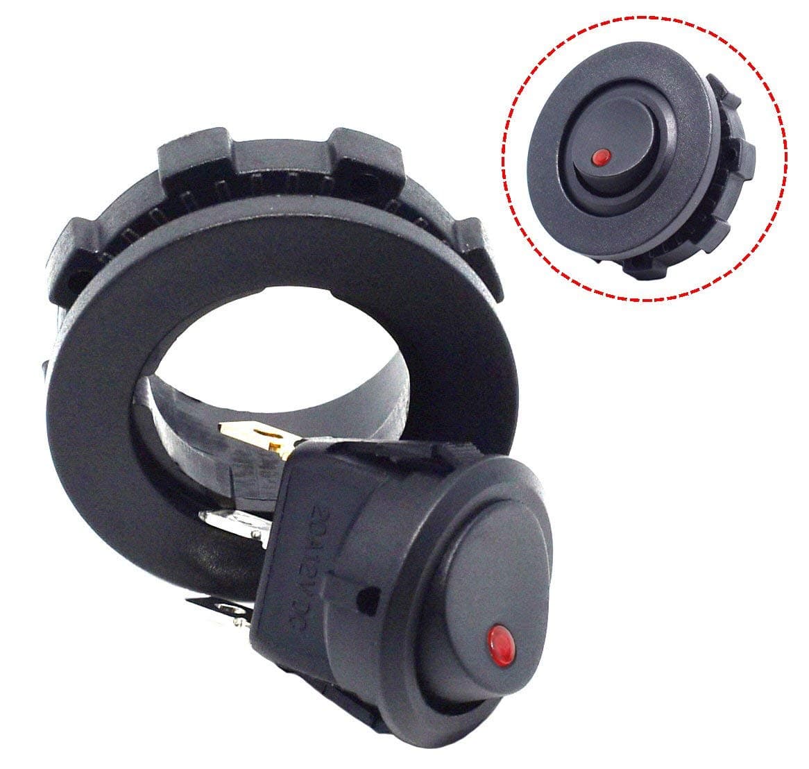 Car Truck Round Rocker Toggle Switch SPST On-Off Control with Switch Housing