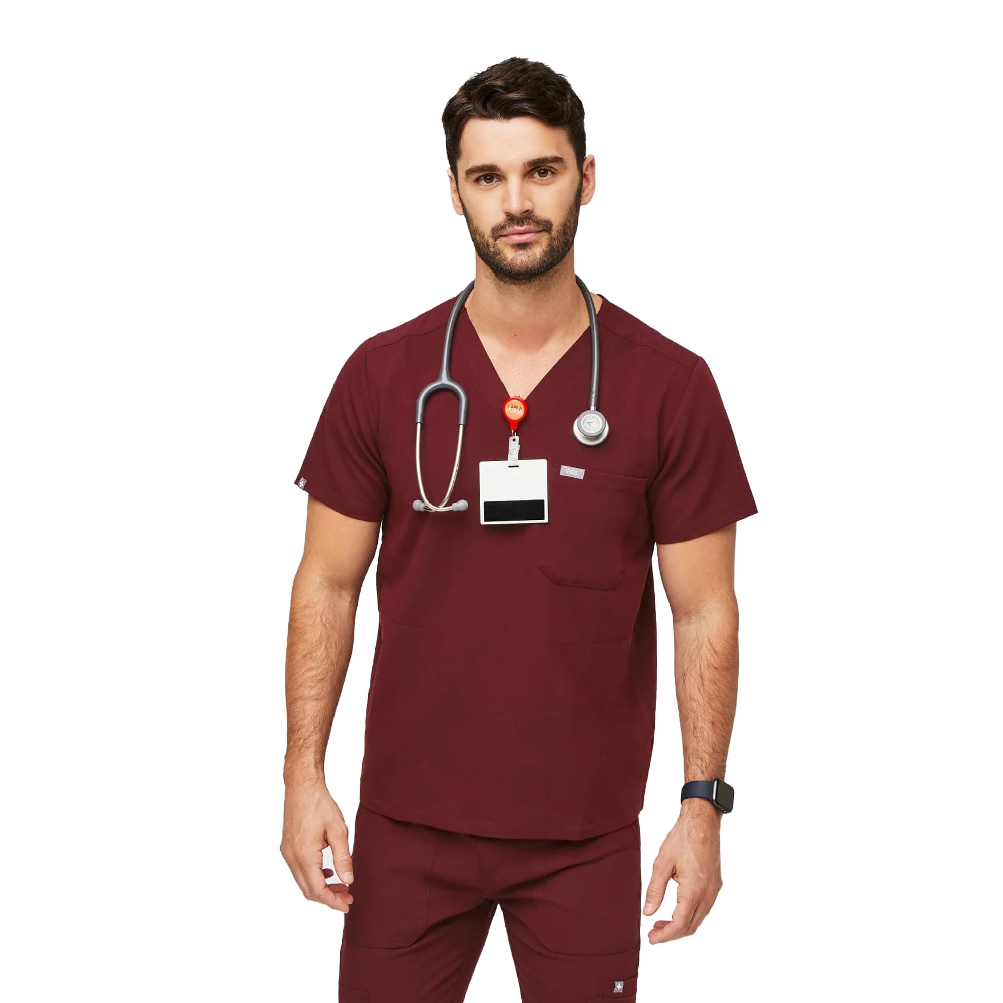 FIGS Chisec Scrub Top for Men – 3 Pockets, Tailored Fit, Squared V-Neck, 4-Way Stretch, Moisture-Wicking