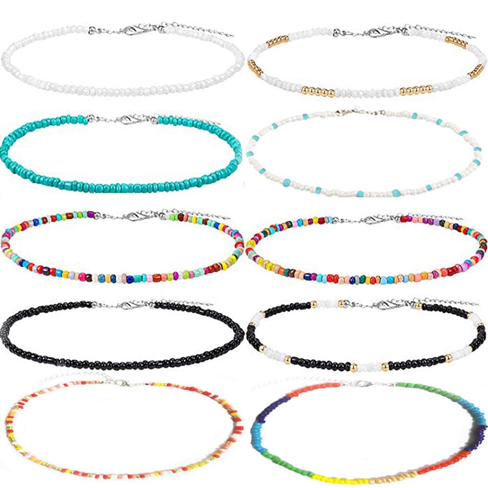 Seed Beads Short Necklace 10 Piece Set