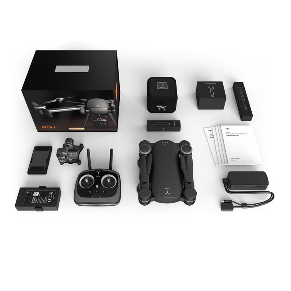 GDU - BYRD Premium 2.0 Drone (Portable Full Folding, 2km HD Video Transmission, 4k Camera, Automatic Return, Fully Stabilized 3-Axis Gimbal, Smart Follow)