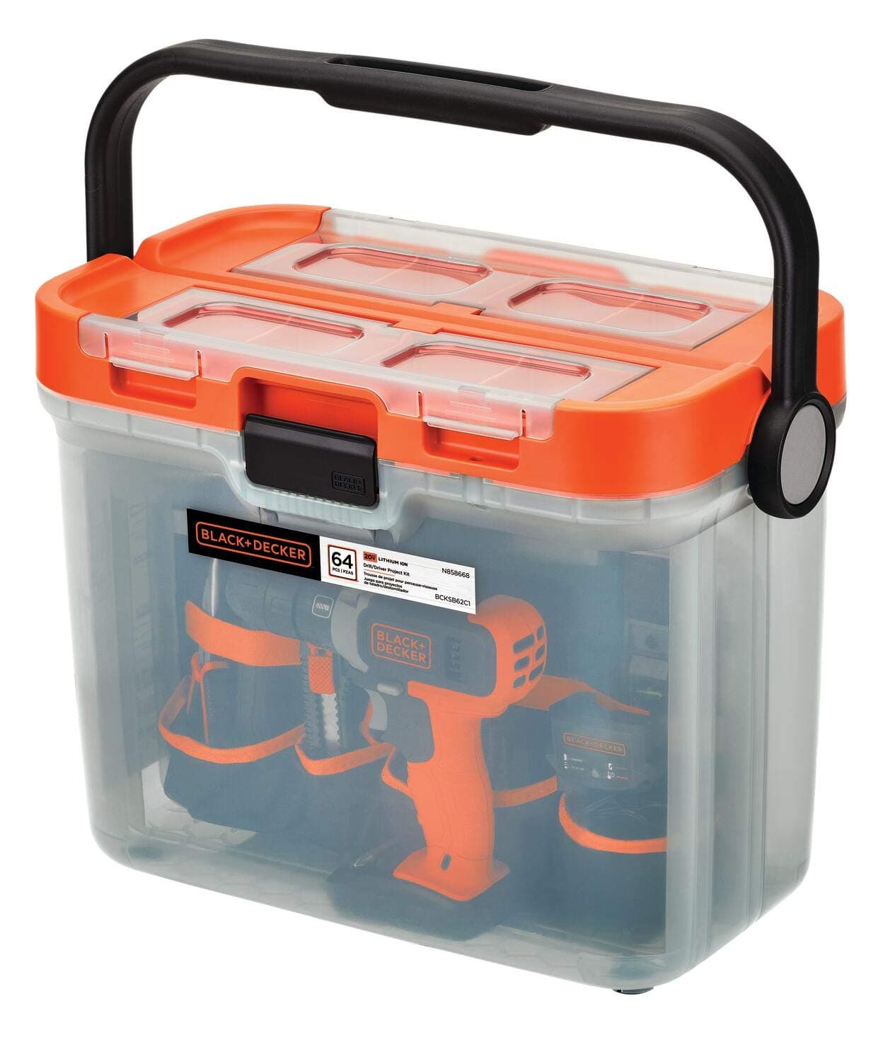 BLACK+DECKER 20V MAX Drill with Home Tool Kit, 64-Piece (BCKSB62C1)