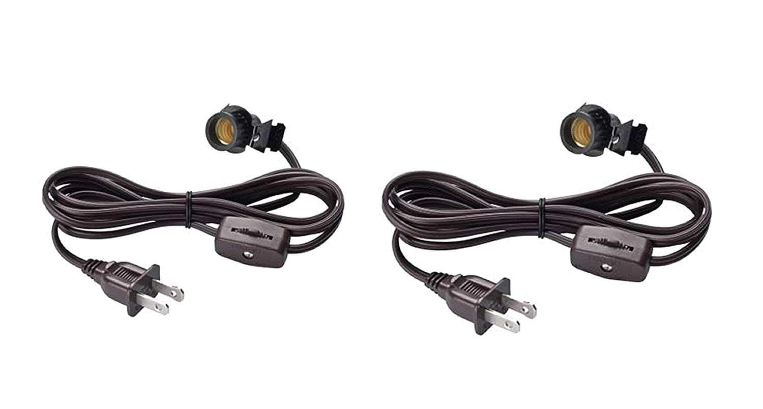Dysmio Lighting 6-Ft Cord Set with Snap-in Pigtail Candelabra-Base Socket and Cord Switch - Brown