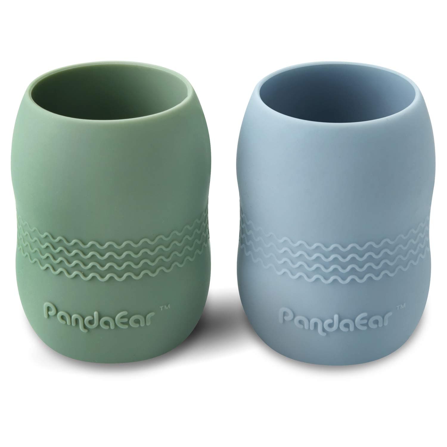 2 Pack100% Tiny Silicone Drinking Training Cup for Baby and Toddler, 3.5oz (Blue/Green)