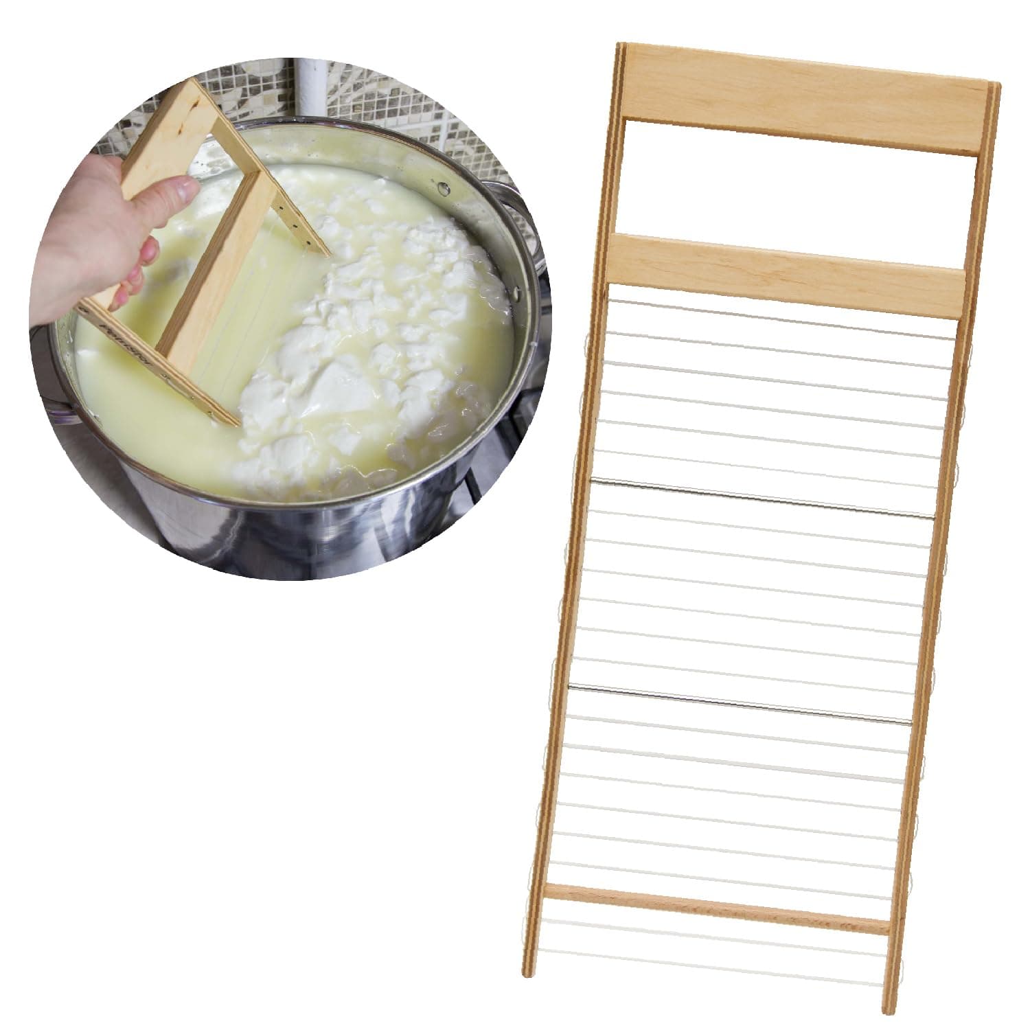 Horizontal Cheese Curd Cutter for Cheese Making Cheese harp Cheese Curd Cutter Artisan Cheese Making Knife (1/2”)