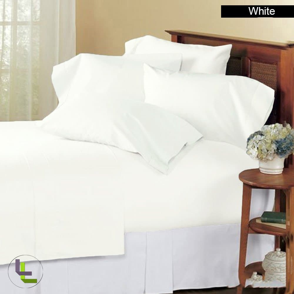 Queen 1000TC 100% Egyptian Cotton White Solid Superb Finish 6PCs Sheet Set Solid(Pocket Size: 25 inches)