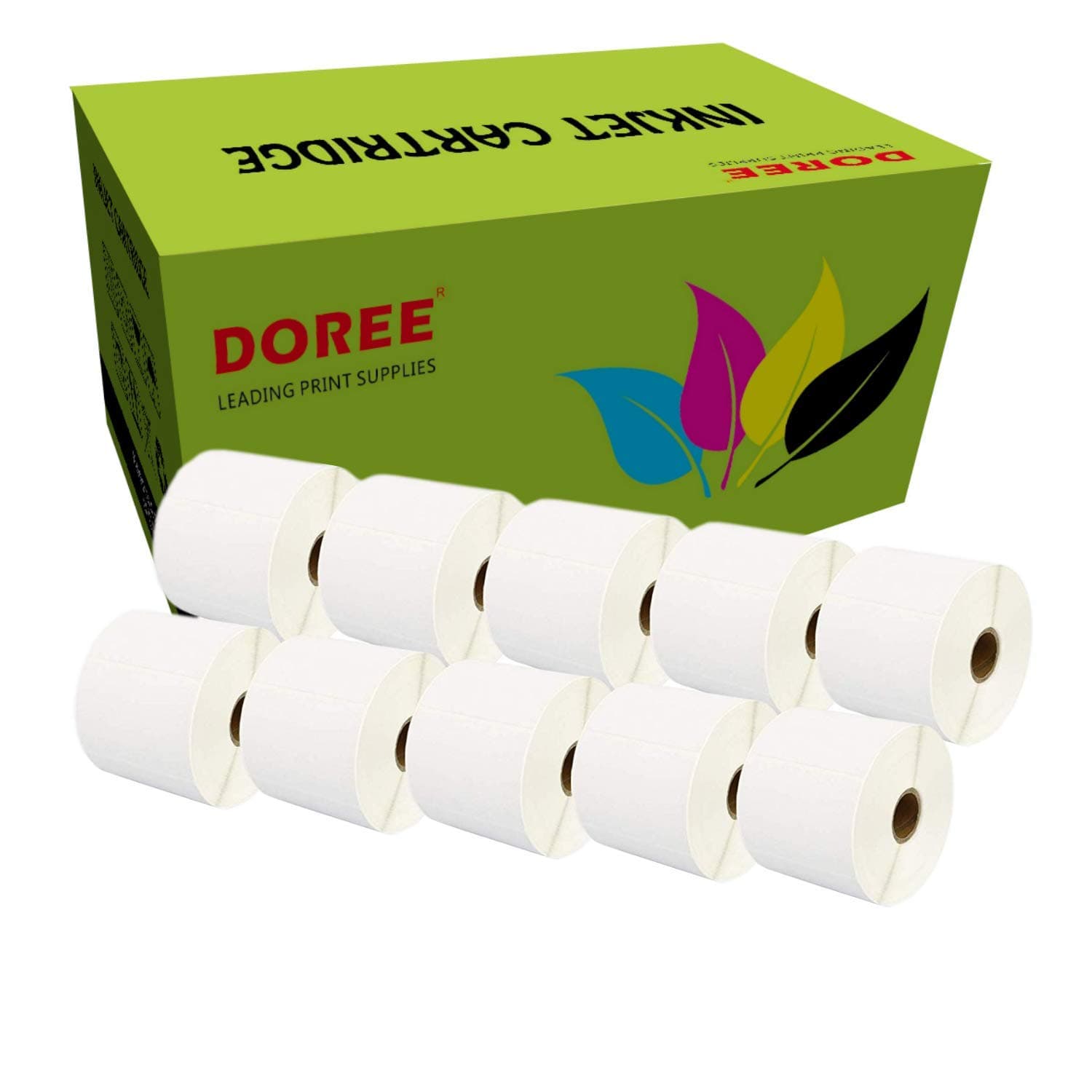 10 Rolls DOREE White Direct Thermal Labels Rolls 102 x 210 mm, for Zebra GK420D, GX420D, GK420T Thermal Printing, 210 Labels Per Roll, Core 25 mm, Black on White,
