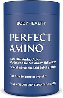 BodyHealth PerfectAmino Tablets (1PK), All 8 Essential Amino Acids with BCAAs + Lysine, Phenylalanine, Threonine, Methionine, Tryptophan, Supplement for Muscle Mass Production, Recovery & Strength