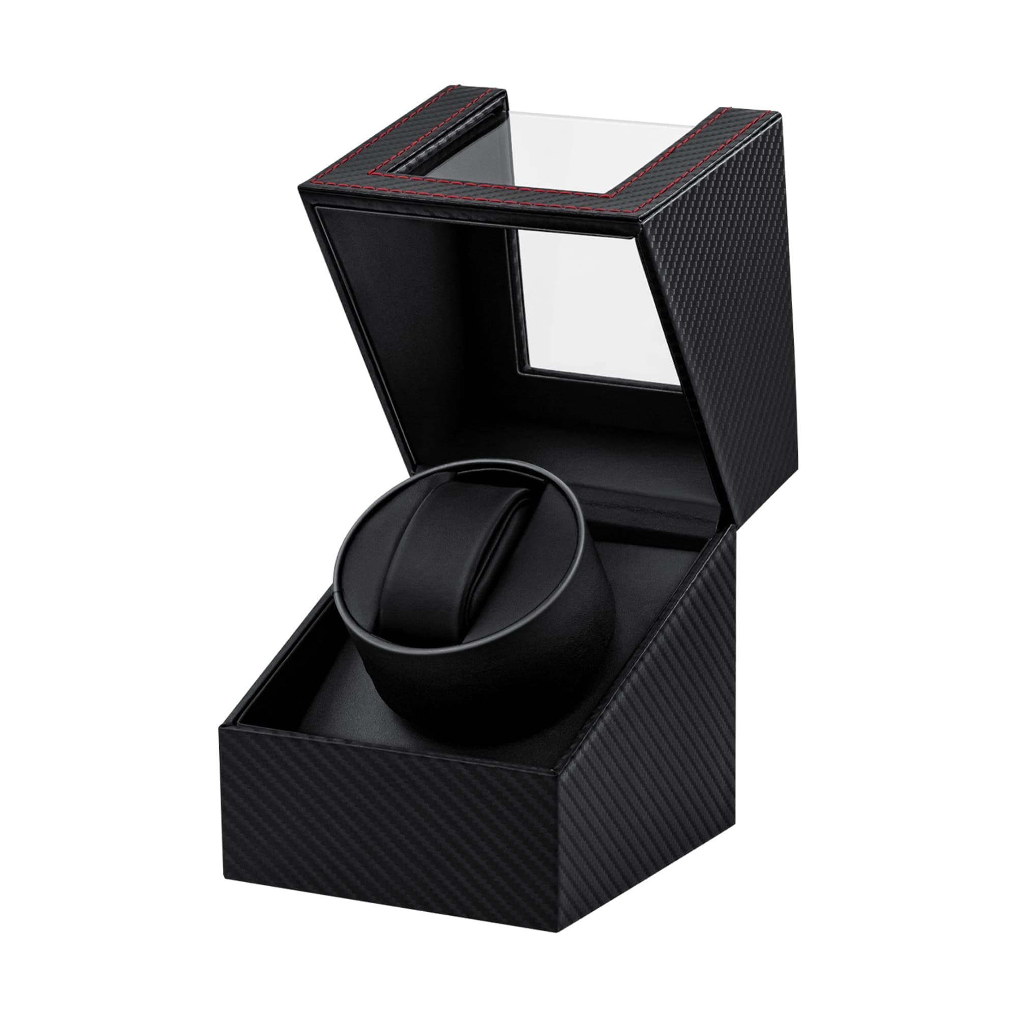 Mcbazel Automatic Watch Winder, Watch Winders for 1 Watches,Automatic Watch Winder Box with Quiet Motor Leather Carbon Fiber Pattern-Black Red
