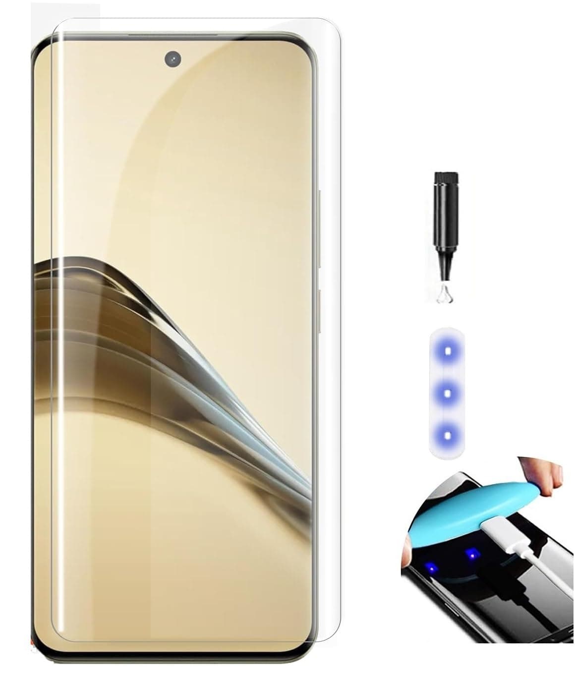 NISHTECH Advanced Hd+ Curved Uv Tempered Glass Screen Protector Designed For Realme 13 Pro, Realme 13 Pro Plus 5G Smartphone || Full Screen Coverage With Easy Installation Kit (Anti-Scratch)