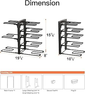 ORDORA Pots and Pans Organizer: Rack for Cabinet, 8-Tier Heavy Duty 120LBS Pots Pans Organizer Rack under Cabinet Adjustable for Dutch Ovens, Cast-iron Pans, Heavy Skillets Griddles, Shallow Pots