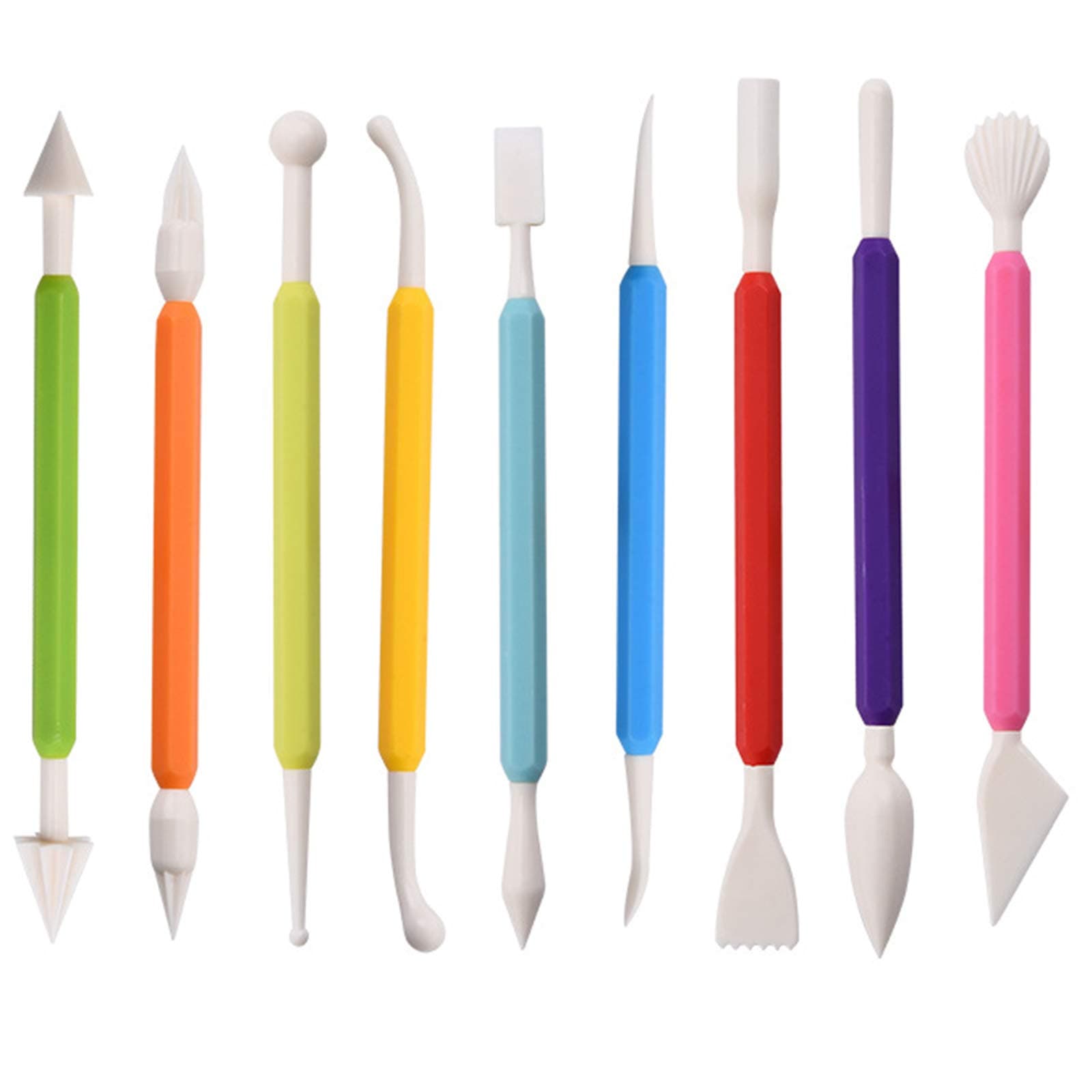 kiniza 9 Pieces Clay Sculpting Tools, Plastic Modeling Clay Tools for Kids，Double-Head Plastic Ceramic Pottery Tool Kit,Crafts Clay Modeling DIY Kit Cook Decorating Tools for Shaping and Sculpting