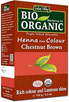 Bio Organic Natural Henna Hair Color Chestnut Brown 100gm| 100% Gray Hair Coverage And Long Lasting Hair Dye | Vegan and Cruelty-Free
