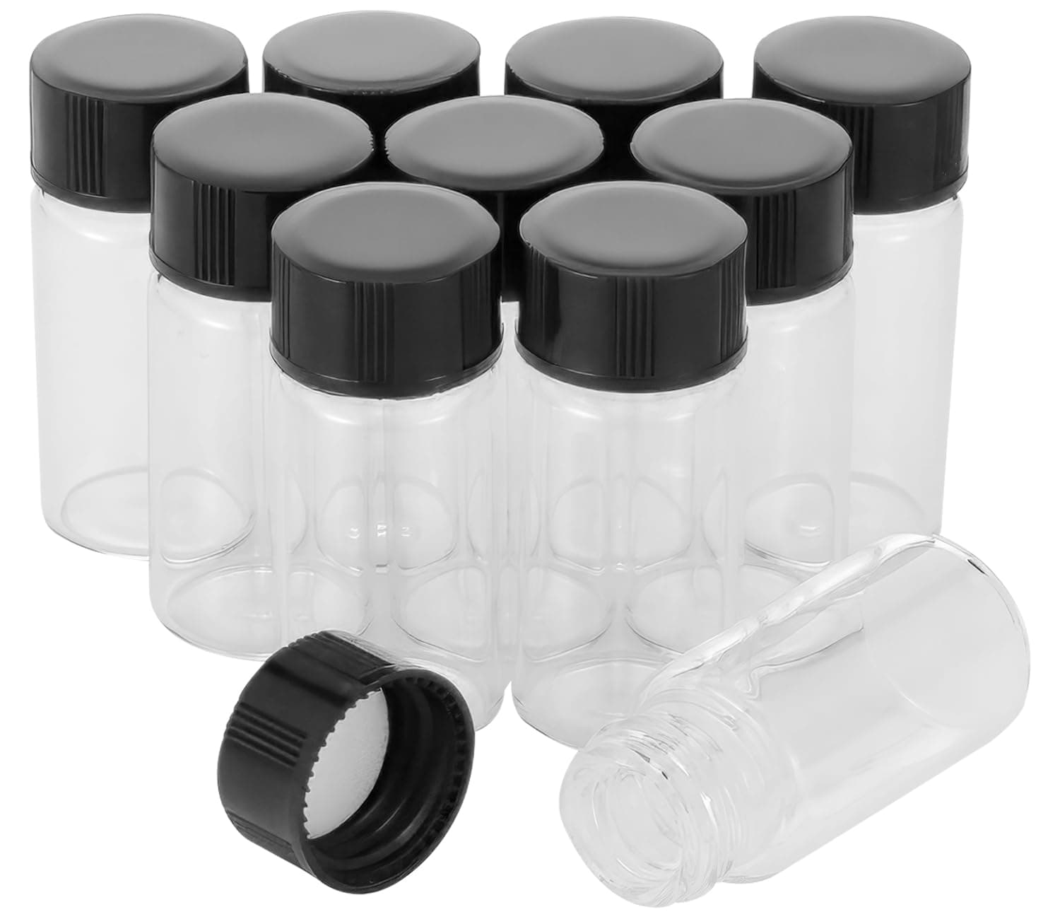 10 Pack 5ml Small Glass Vials with Screw Caps, Empty Sample Vials Clear Transparent Mini Containers with Lids, Leakproof Refillable Bottles for Perfume Oil Liquid Travel Cosmetics Lab Use