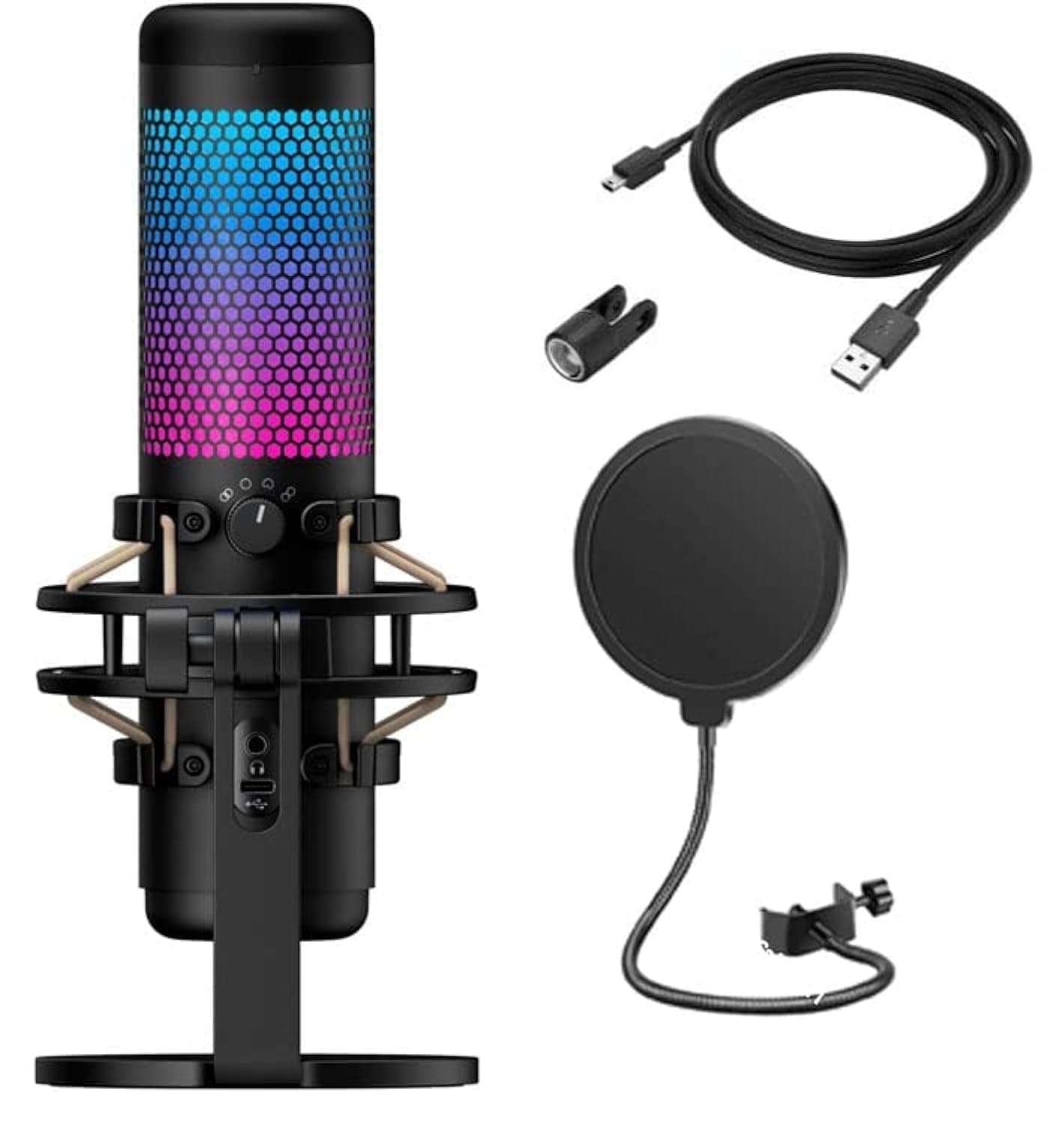 Newest QuadCast S - RGB USB Condenser Microphone for PC, PS4, Mac, Gaming, Streaming, Podcasts, Twitch, YouTube with GalliumPi Pop Filter